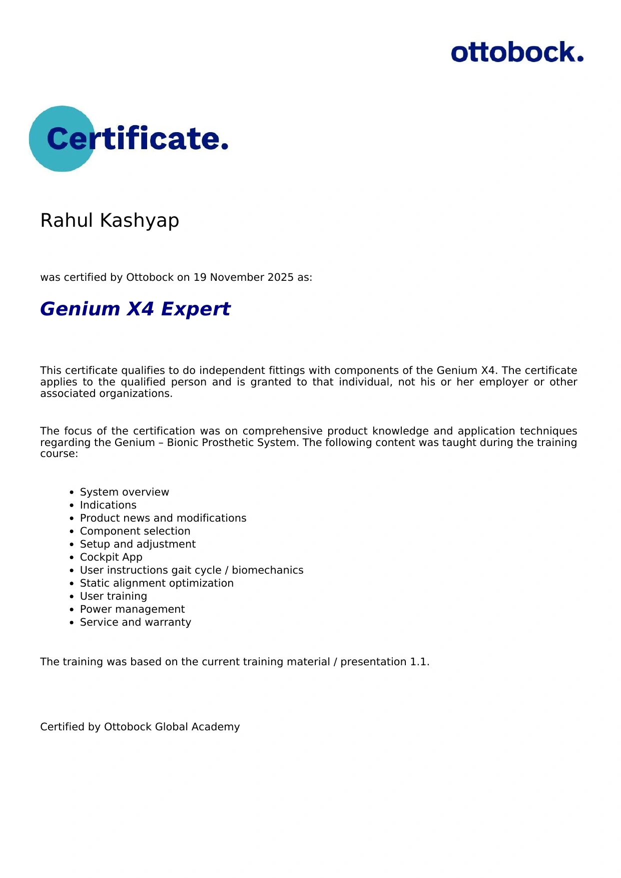Genium X4 Expert — Rahul Kashyap